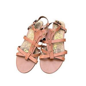 Sam Edelman Angela Leather Sandals,‎ 1.5" Heel, Cage Style with Studs, Sz 10